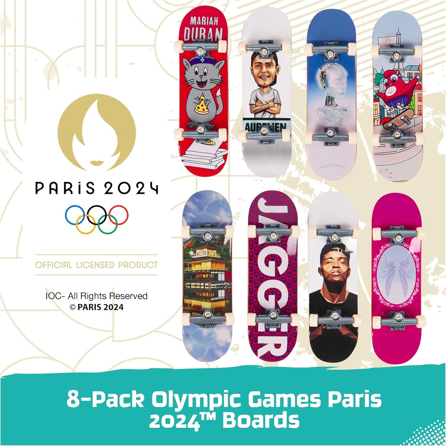 Tech Deck, Pack de 8 patinetas con Cartas Competition Legends, Juegos Olímpicos de París 2024