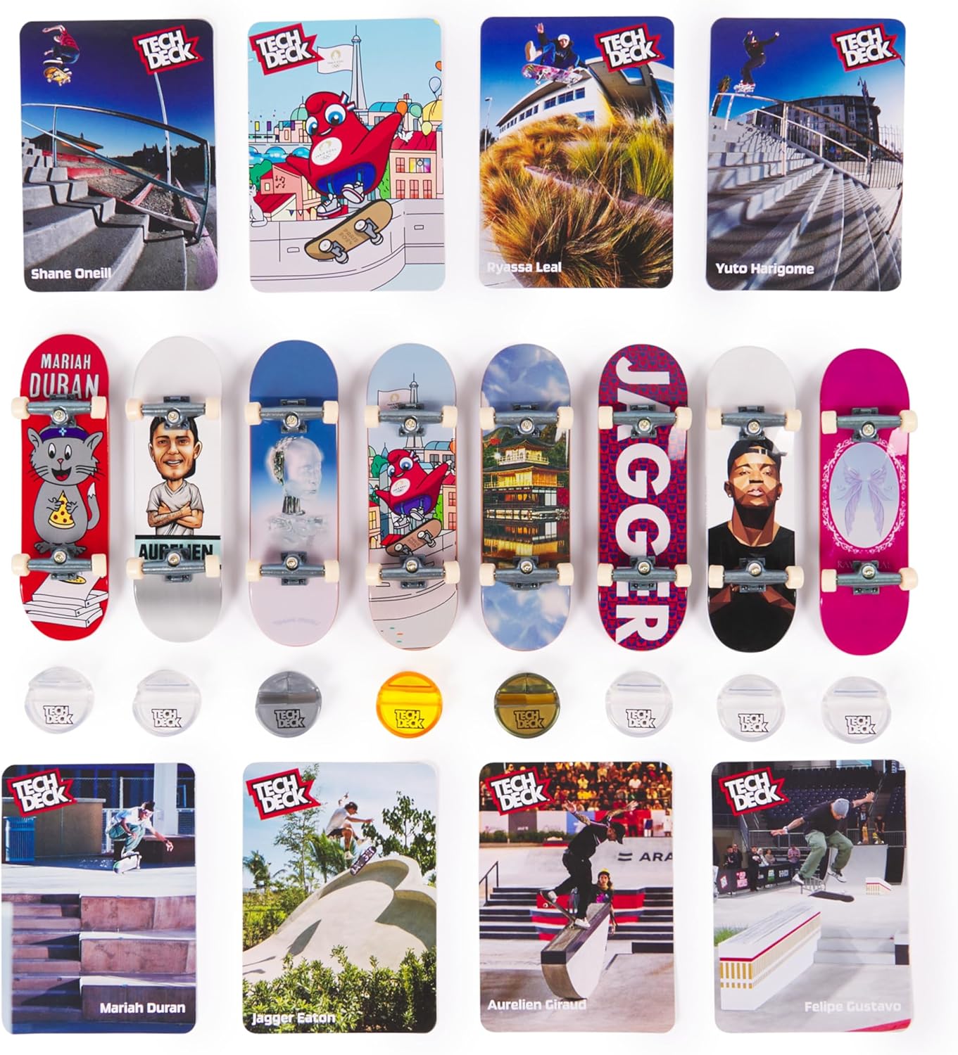 Tech Deck, Pack de 8 patinetas con Cartas Competition Legends, Juegos Olímpicos de París 2024