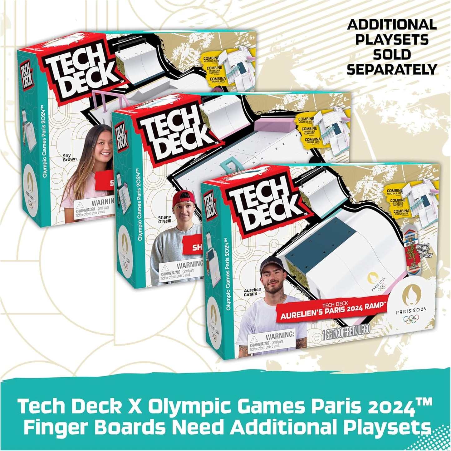Tech Deck, Pack de 8 patinetas con Cartas Competition Legends, Juegos Olímpicos de París 2024