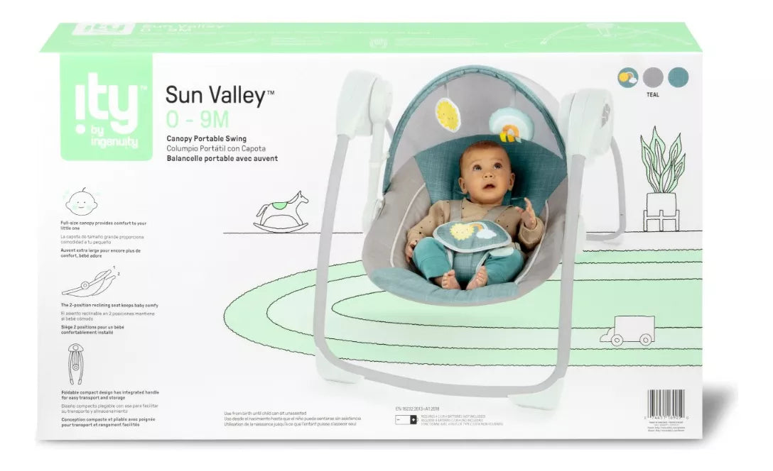Columpio portátil Ingenuity Sun Valley con toldo 0 a 9 meses